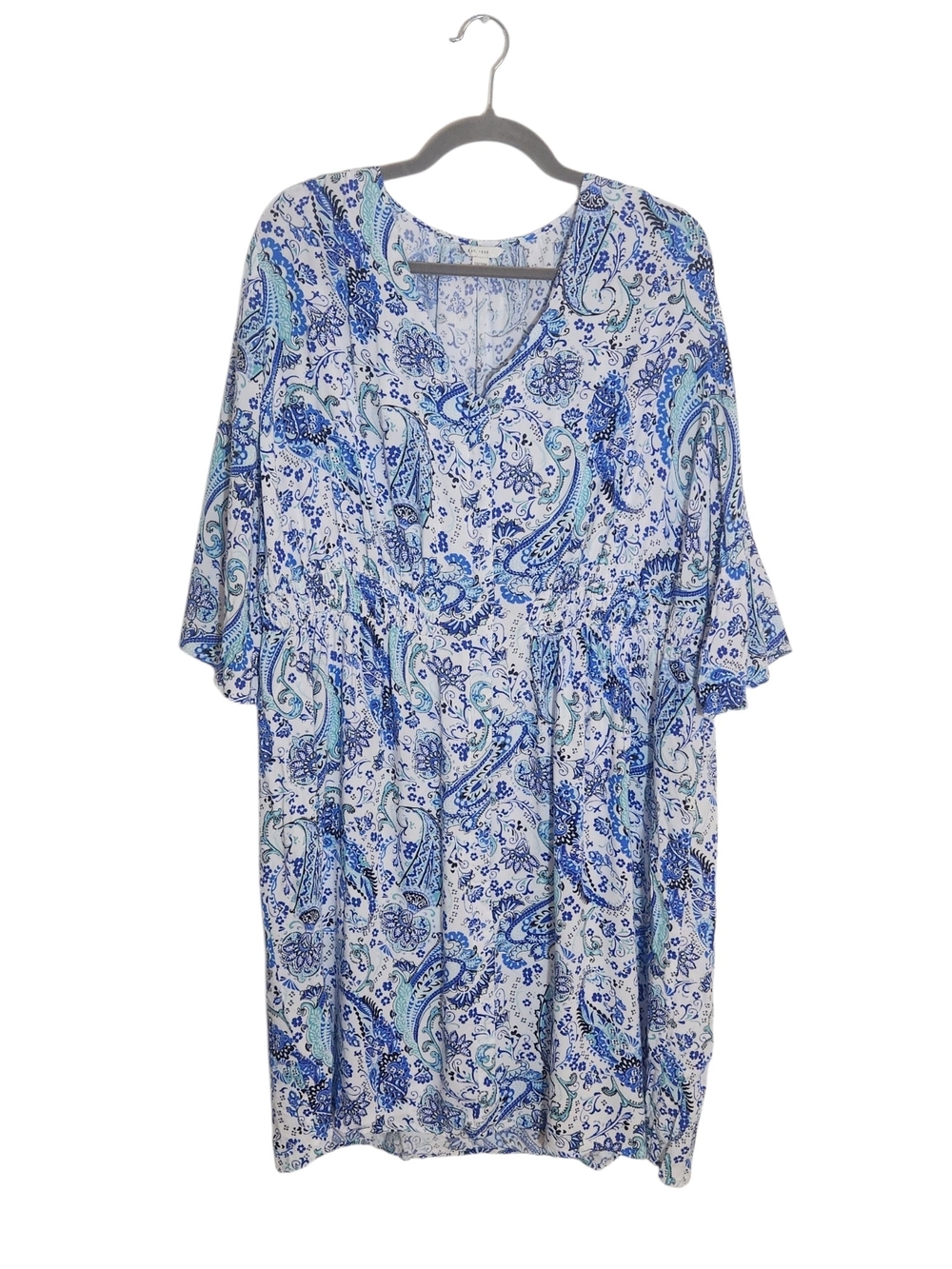 Cato Blue and White Paisley Print Shirt Dress Size 18/20W